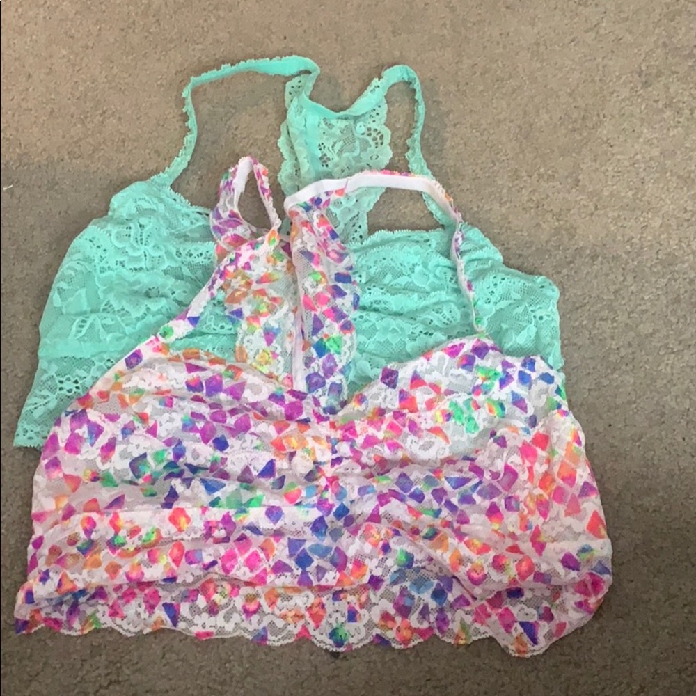 Pink unlined bralettes